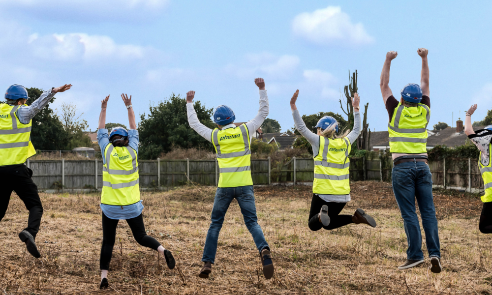 Construction Staff Jumping