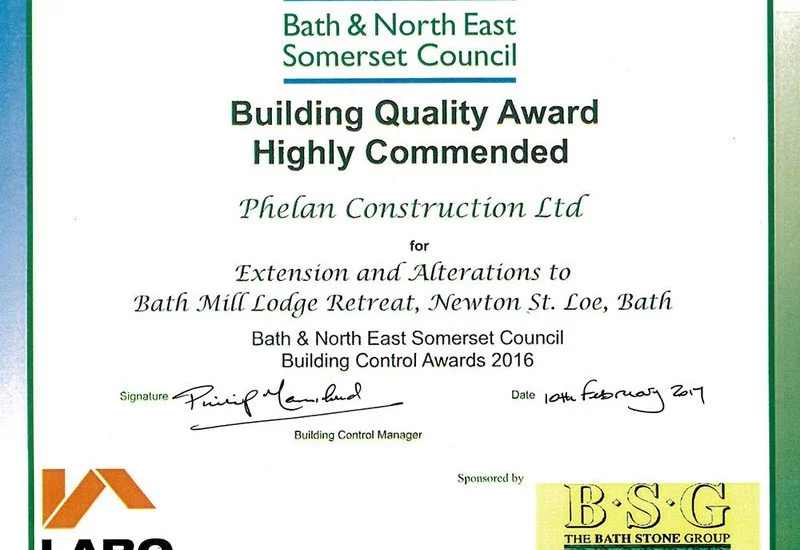 Highly Commended at Bath Awards